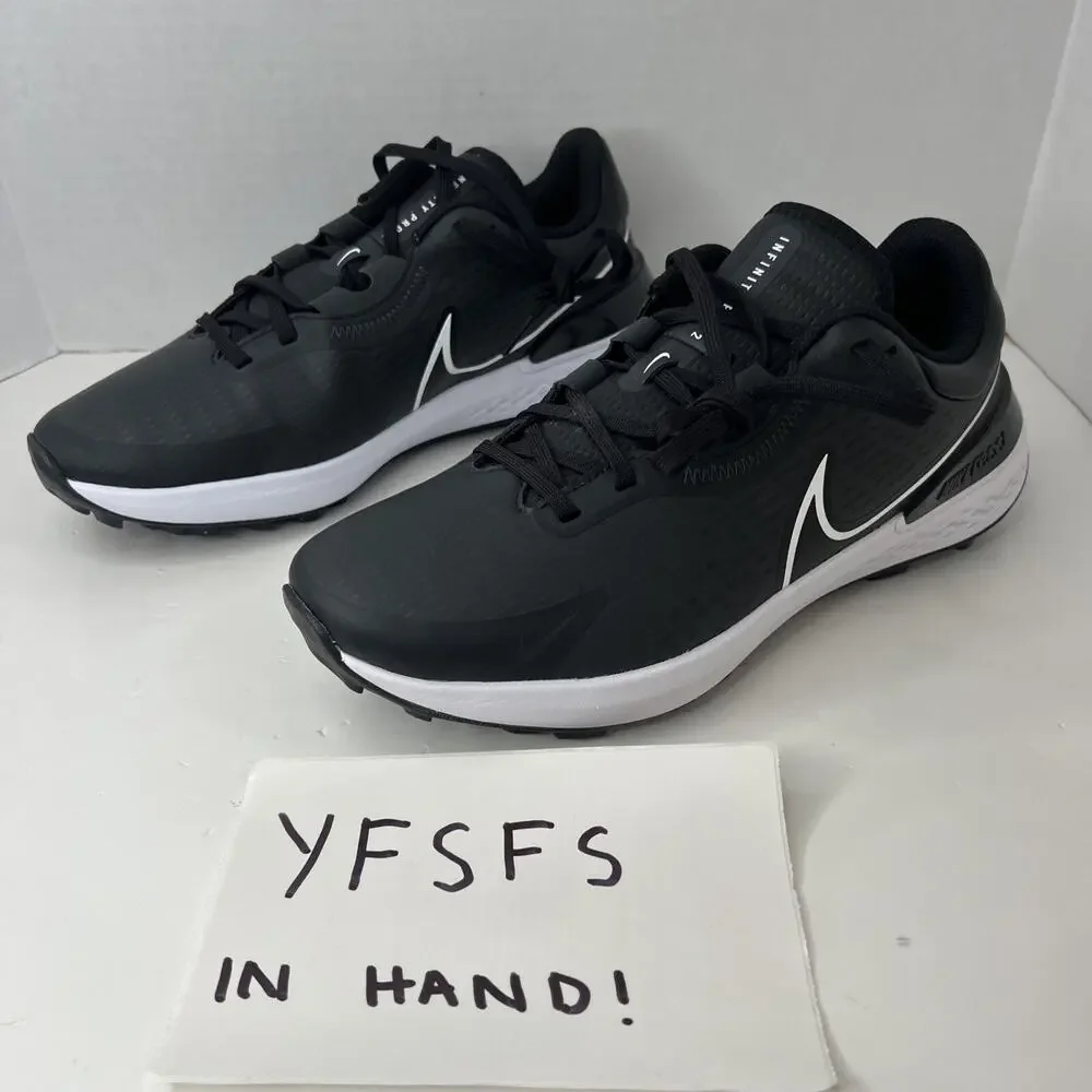 Nike Infinity Pro 2 Men’s Golf Shoes Smoke Grey Black White Size 9.5 Wide NEW